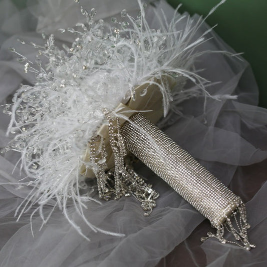 Luxury Artifical Crystal Feather Wedding Bouquet