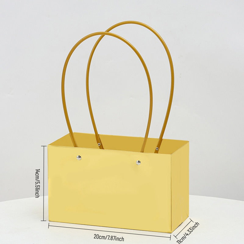 Golden Waterproof Flower Gift Bags Pack 10