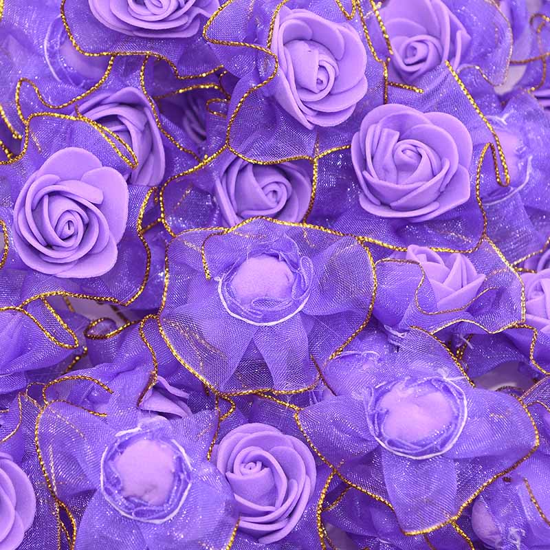 4cm Foam Flower Heads with Gold Edge Pack 20