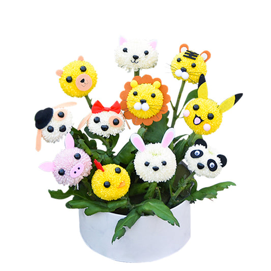 DIY Pom Pom Animal Flower Craft Kit (5 Sets)
