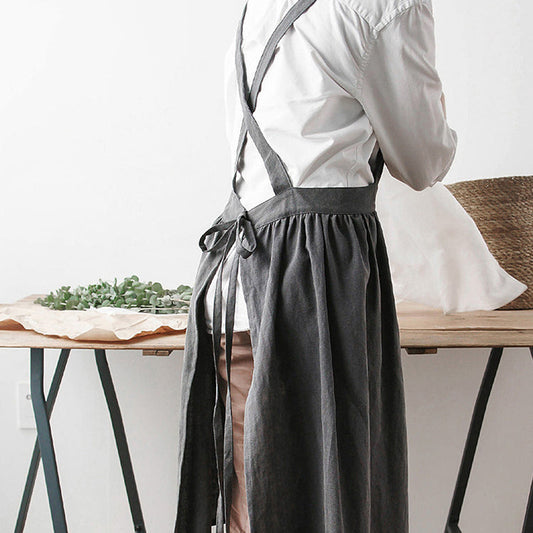 Tablier de fleuriste minimaliste en coton et lin doux