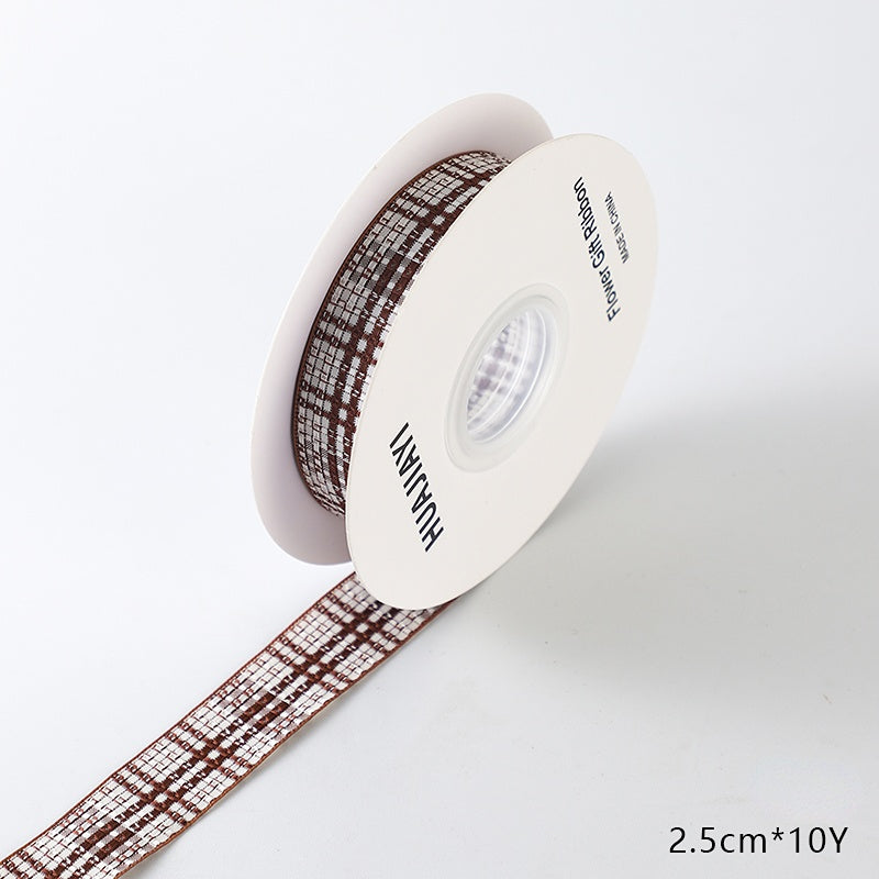 Plaid Bouquet Gift Packaging Ribbon (25mmx10Yd)