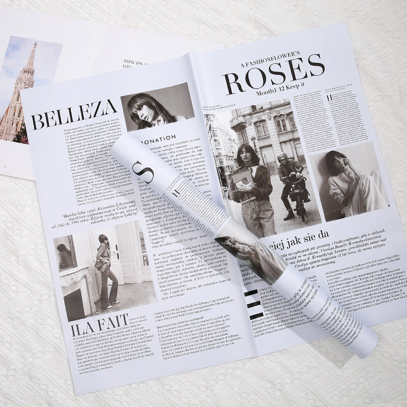 20pcs Vintage Newspaper Flower Wrap Paper (50x58cm)