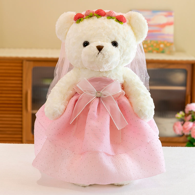Bride and Groom Plush Teddy Bear Wedding Decoration Dolls