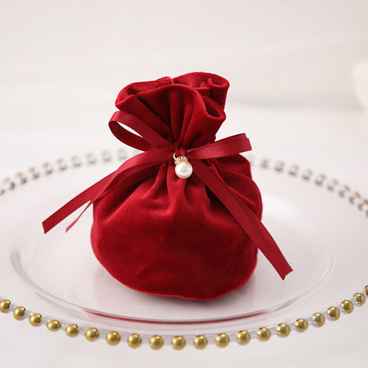 Lot de 20 sachets cadeaux ronds en velours avec cordon de serrage (10,5 x 10,5 x 14 cm)