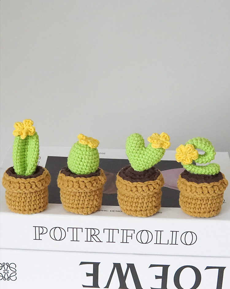 Finished Crocheted LOVE Potted Cactus Plants