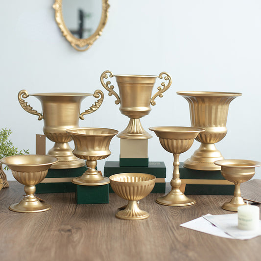gold compote vases