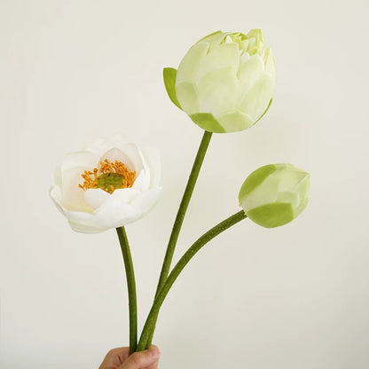 30" Artificial White Lotus Flower Stem