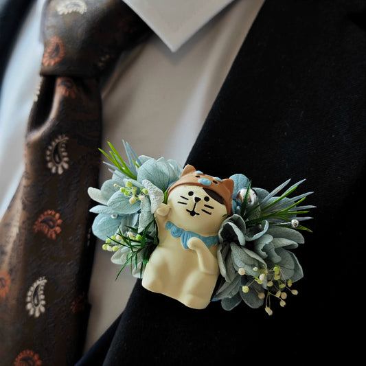 Boutonnière et corsage de fleurs préservées fantaisie
