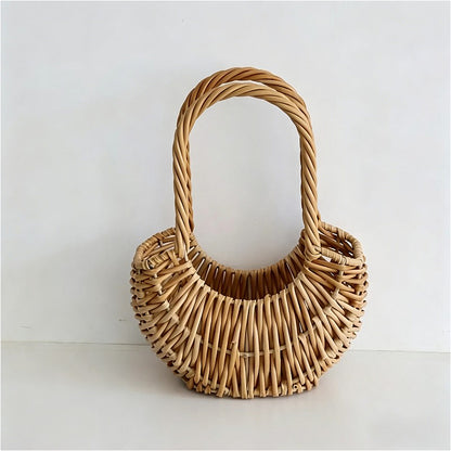 Miniature Half-moon Rattan Basket