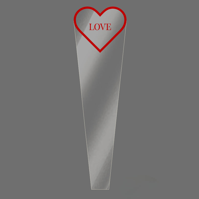 Clear Single Rose Sleeves with Heart Frame Pack 100