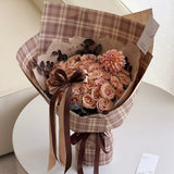 Load image into Gallery viewer, Vintage Plaid Kraft Floral Wrap Paper Pack 20 (15" x 20")