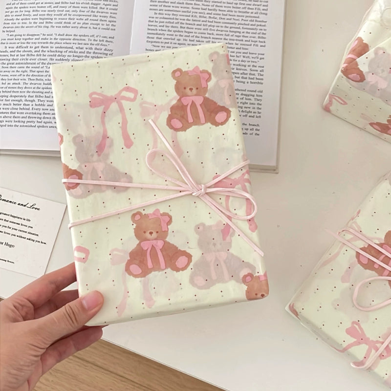 Pink Bow Teddy Bear Tissue Paper Pack 50