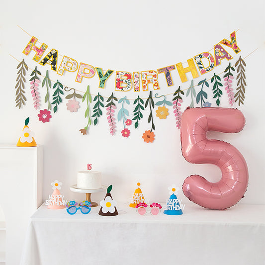 Happy Birthday Banner Flower Garland