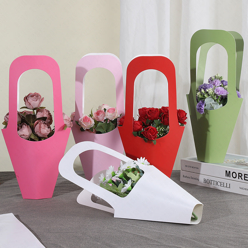 Solid-Color Kraft Paper Flower Bouquet Bags Pack 10