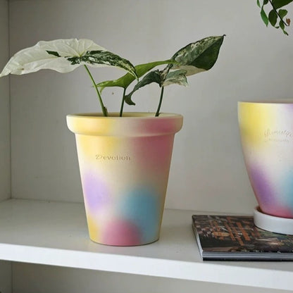 Jardinière en terre cuite à l'aquarelle pastel