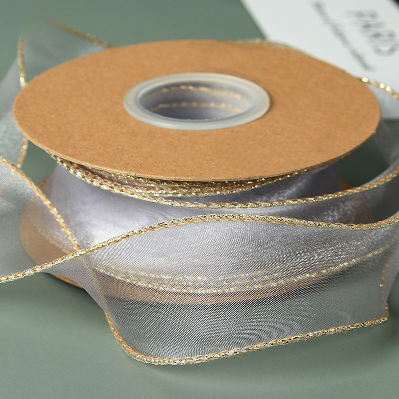 Curling Gold Edge Organza Ribbon (40mmx10Yd)