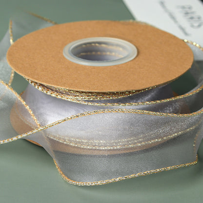 Curling Gold Edge Organza Ribbon (40mmx10Yd)