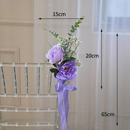 Artificial Rose & Poney Chair Back Flowers