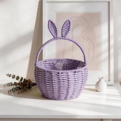 Handcrafted Bunny Ears Wicker Flower Basket