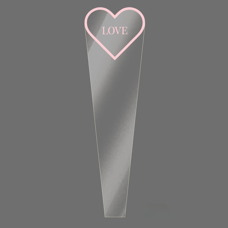 Clear Single Rose Sleeves with Heart Frame Pack 100