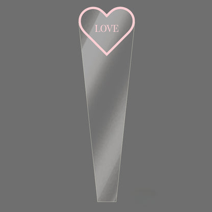 Clear Single Rose Sleeves with Heart Frame Pack 100