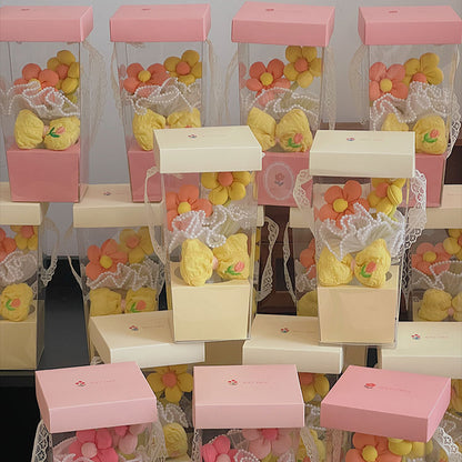 10pcs PVC Square Flower Gift Box with Handle