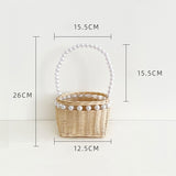 Load image into Gallery viewer, Pearl-Handled Wicker Basket for Flower Girls