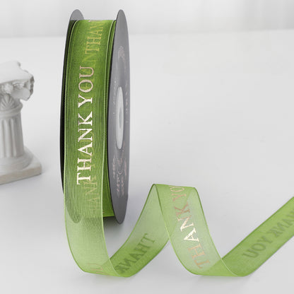 THANK YOU Gold Letters Organza Ribbon (20mmx49Yd)
