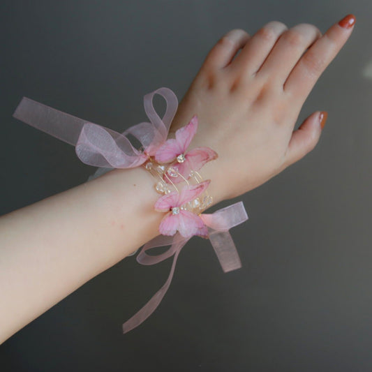 Organza Butterfly Wrist Corsages for Bridesmaids