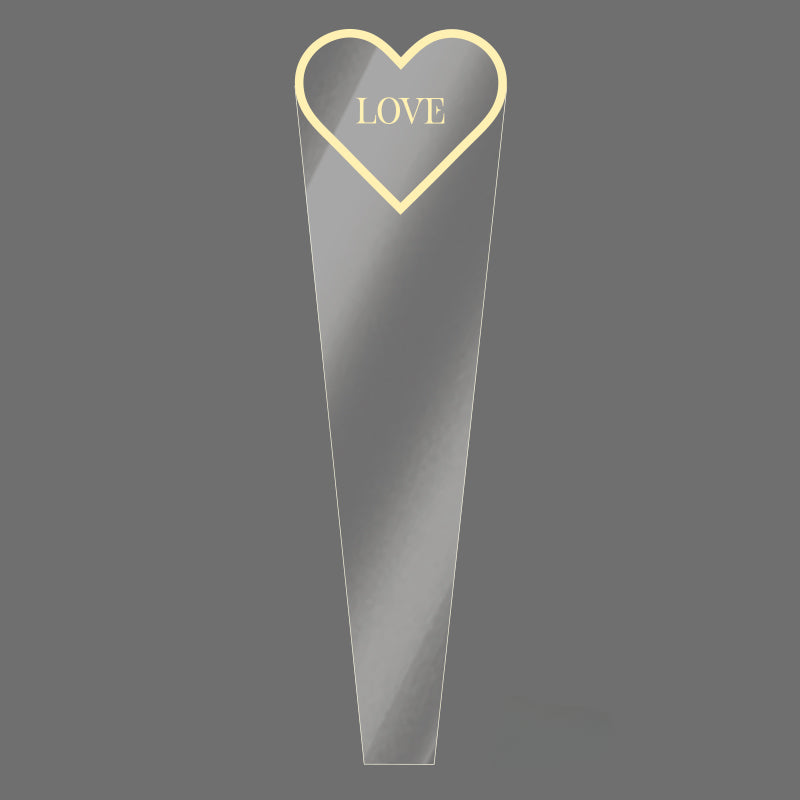 Clear Single Rose Sleeves with Heart Frame Pack 100