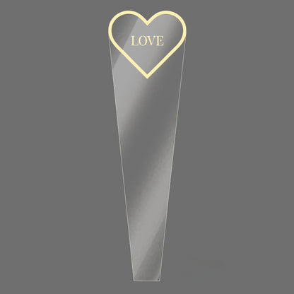 Clear Single Rose Sleeves with Heart Frame Pack 100