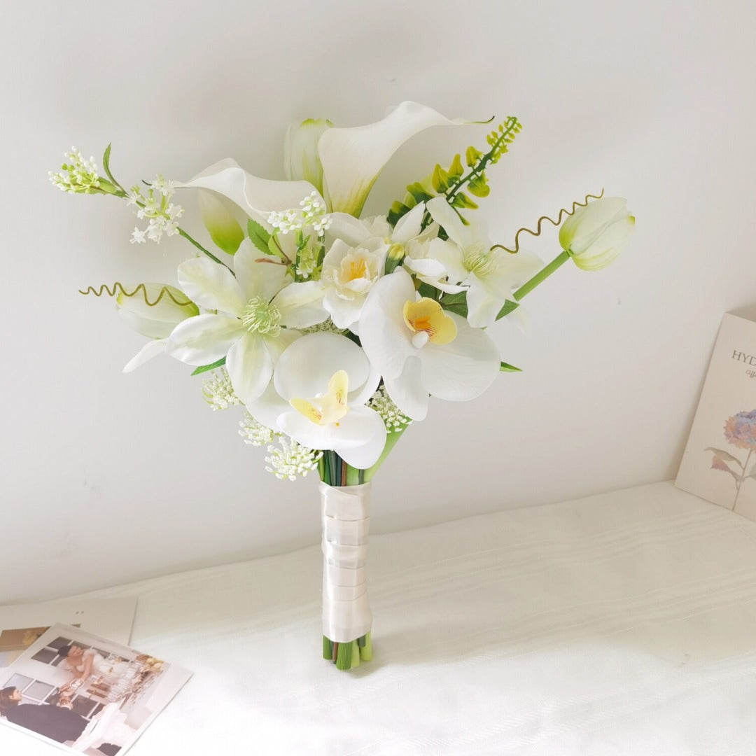 White Orchid & Calla Lily Bridesmaid Bouquet