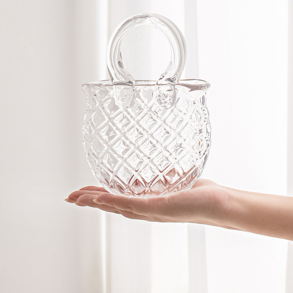 Quilted Texture Glass Handbag Vase