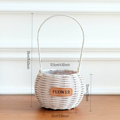 Round Spherical Faux Wicker Flower Basket