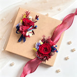 Load image into Gallery viewer, Preserved Red Rose Wrist Corsage Boutonniere