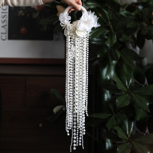 Elegant Pearl Hoop Cascading Bridal Bouquet