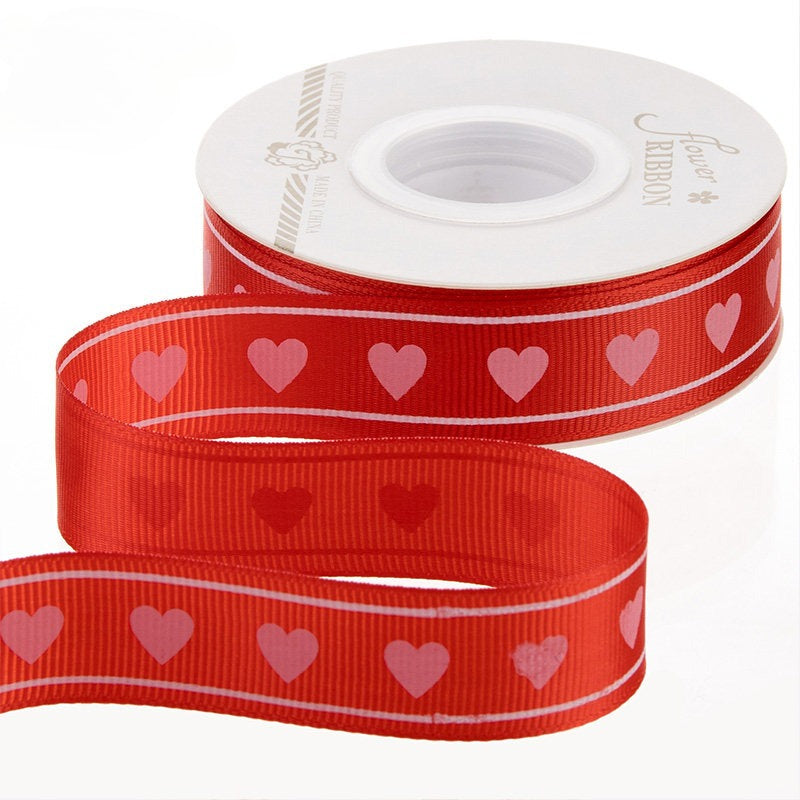 LOVE Heart Print Valentine’s Day Ribbon (2.5cmx25Yd)
