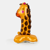 Load image into Gallery viewer, 23&quot; Standing Animal Number Foil Balloons