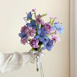 Load image into Gallery viewer, Blue Purple Bridesmaid Wildflower Wedding Bouquet