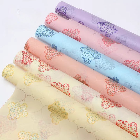 20 feuilles d'emballage pour bouquet en cellophane motif ours (57x57 cm)