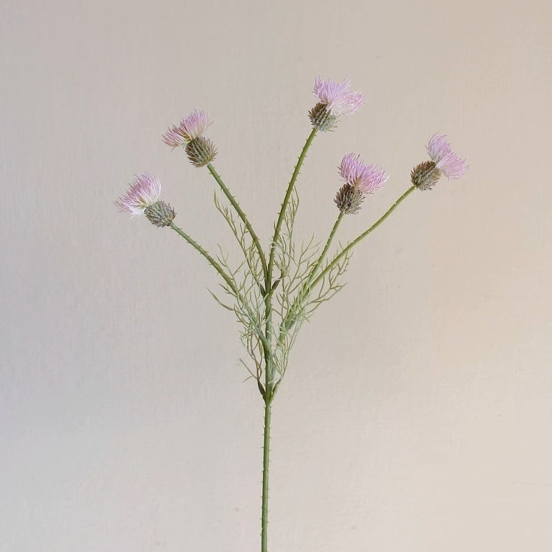 23" 5-Head Flocked Artificial Thistle Spray