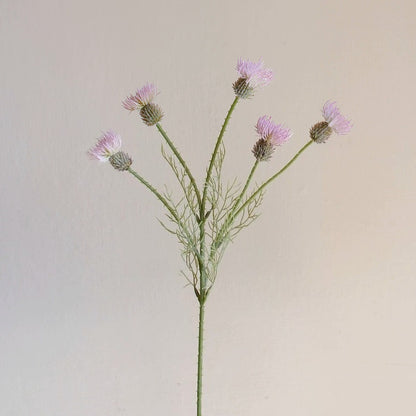 23" 5-Head Flocked Artificial Thistle Spray