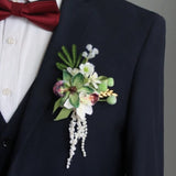 Load image into Gallery viewer, Green Orchid Cascading Boutonniere for Groom