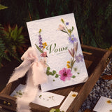 Load image into Gallery viewer, Real Dried Pressed Flower Wedding Vow Cards (Set of 2)