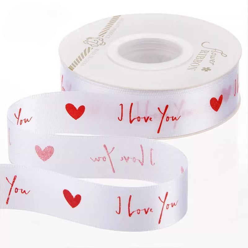 LOVE Heart Print Valentine’s Day Ribbon (2.5cmx25Yd)