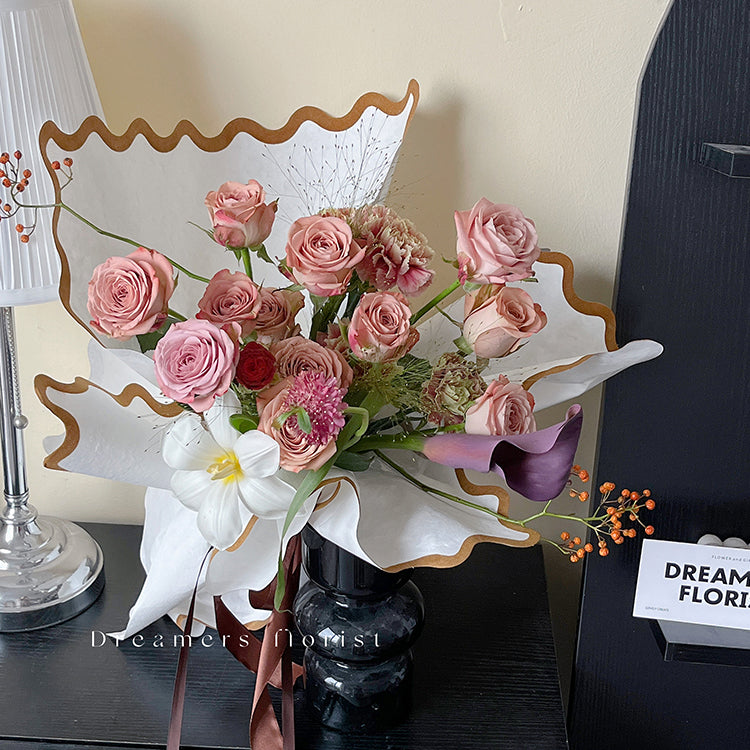 20pcs Velvet Edged Floral Wrap Paper (53x42cm)