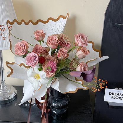 20pcs Velvet Edged Floral Wrap Paper (53x42cm)