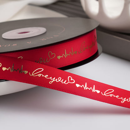 LOVE YOU Valentine's Day Satin Ribbon (15mmx49Yd)