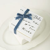 Load image into Gallery viewer, White Square Party Favor Box with Velvet Ribbon Pack 10